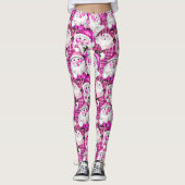 パープルヴィンテージサンタクロースタータンチェックプレイドクリスマス レギンス (正面)