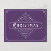 パープルヴィンテージスタイルクリスマスはがき ポストカード (正面)