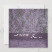パープルヴィンテージダマスクウェディング招待状 招待状 (正面)