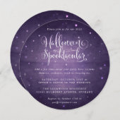 パープルヴィンテージハロウィーンスポオクタキュラースクエア/ラウンド 招待状 (正面/裏面)