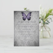 パープルヴィンテージバタフライダマスクリハーサルディナー 招待状 (スタンド正面)