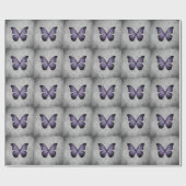 パープルヴィンテージバタフライダマスク ラッピングペーパー (フラット)