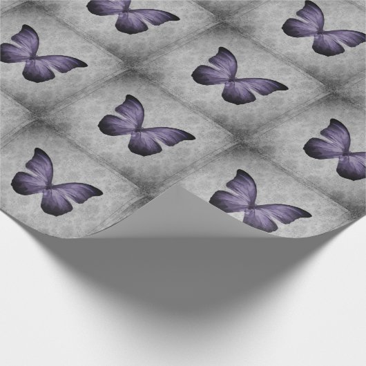 パープルヴィンテージバタフライダマスク ラッピングペーパー (角)