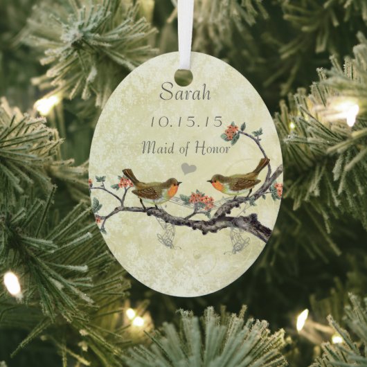 パープルヴィンテージバードメイド・オブ・オーナー（花嫁付き添い人）オーナメント メタルオーナメント (インサイチュ)