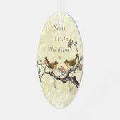 パープルヴィンテージバードメイド・オブ・オーナー（花嫁付き添い人）オーナメント メタルオーナメント (正面左)