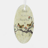 パープルヴィンテージバードメイド・オブ・オーナー（花嫁付き添い人）オーナメント メタルオーナメント (正面右)