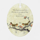 パープルヴィンテージバードメイド・オブ・オーナー（花嫁付き添い人）オーナメント メタルオーナメント (裏面)