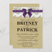 パープルヴィンテージバーラ素朴ップ結婚式招待状 招待状 (正面/裏面)