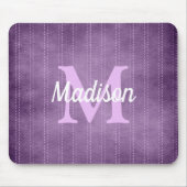 パープルヴィンテージピンストライプレトロ薄紫モノグラム マウスパッド (正面)