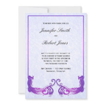 パープルヴィンテージピーコック結婚式招待状