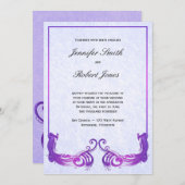 パープルヴィンテージピーコック結婚式招待状 招待状 (正面/裏面)