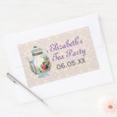 パープルヴィンテージフランスのティーパーティー好意ステッカー 長方形シール (封筒)