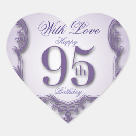 パープルヴィンテージフレーム95th誕生日ハートシール ハートシール