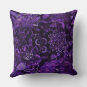 パープルヴィンテージフローラきらめく装飾用クッション クッション (裏面)