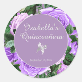 パープルヴィンテージフローラバタフライクインセアニラ ラウンドシール