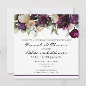 パープルヴィンテージフローラリハーサルディナー招待状 招待状 (正面)
