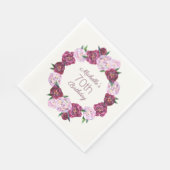 パープルヴィンテージフローラリース70誕生日 スタンダードランチョンナプキン (角)