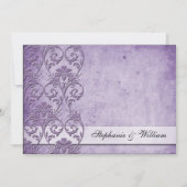 パープルヴィンテージフローラ旋回結婚式招待状 招待状 (裏面)