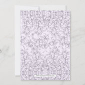 パープルヴィンテージフローラ春の結婚式ブライダルシャワー 招待状 (裏面)