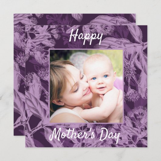 パープルヴィンテージフローラ母の日 シーズンカード (正面/裏面)