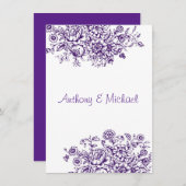 パープルヴィンテージフローラ結婚式招待状 招待状 (正面/裏面)
