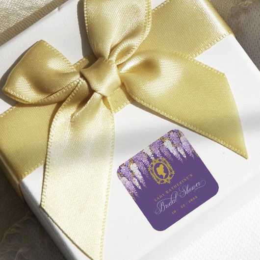 パープルヴィンテージブライダルシャワー スクエアシール