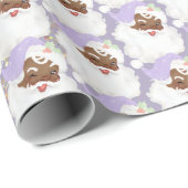 パープルヴィンテージブラックサンタウィンキングクリスマスプレゼント ラッピングペーパー (ロールコーナー)