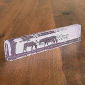 パープルヴィンテージホースファーム結婚ズ デスクネームプレート (側面)