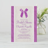 パープルヴィンテージボウリネンブライダルシャワー招待状 招待状 (スタンド正面)