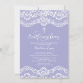 パープルヴィンテージレース確認招待状 招待状 (正面)