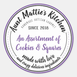 パープルヴィンテージ手作り職人グルメフードラベル ラウンドシール