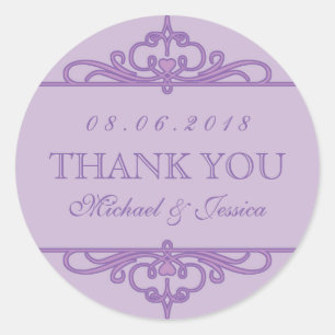 パープルヴィンテージ旋回オーナメントパーティー好意ステッカー ラウンドシール