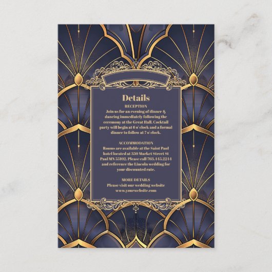 パープルヴィンテージ結婚アールデコ エンクロージャーカード (正面)