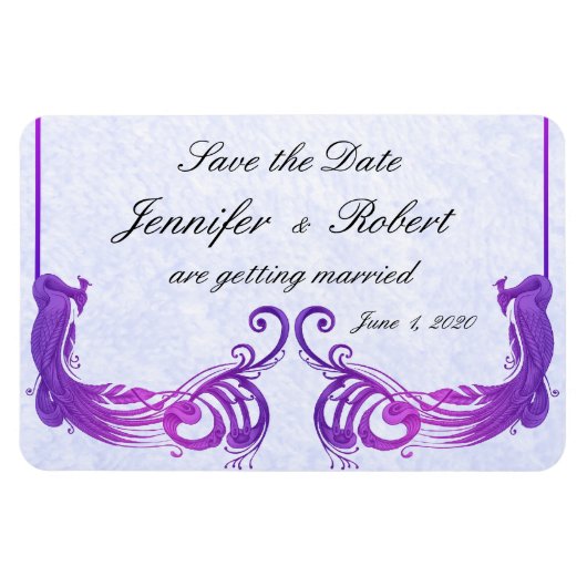 パープルヴィンテージ結婚孔雀の磁石 マグネット (横)