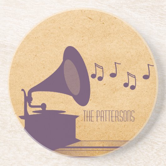 パープルヴィンテージ蓄音機 コースター (正面)