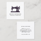 パープルヴィンテージ裁縫機械のシーストレス スクエア名刺 (正面/裏面)