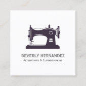 パープルヴィンテージ裁縫機械のシーストレス スクエア名刺 (正面)