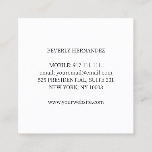 パープルヴィンテージ裁縫機械のシーストレス スクエア名刺 (裏面)