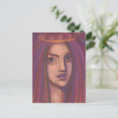 パープルヴェイルイースタンオリエントガールポートレート絵画ズ ポストカード (スタンド正面)