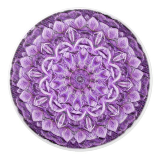 パープル万華鏡のように千変万化するパターンドアノブ セラミックノブ (正面)