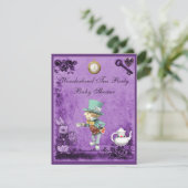 パープル不機嫌ハッターワンダーランドティーパーティーベビーシャワー 招待状 (スタンド正面)