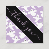 パープル不気味キュート幽霊パター感謝していンUハロウィン スクエア名刺 (正面)