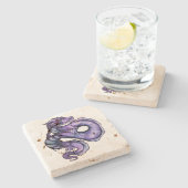 パープル中国のドラゴンアート ストーンコースター (横)