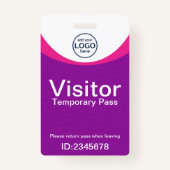 パープル企業のビジターパスIDカスタムロゴ バッジ (正面)