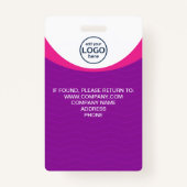 パープル企業のビジターパスIDカスタムロゴ バッジ (裏面)
