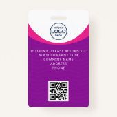 パープル企業のビジターパスID QRコード バッジ (裏面)