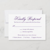 パープル伝統的エレガフォーマルントウェディング 出欠カード (正面)