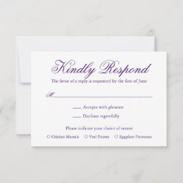 パープル伝統的エレガフォーマルントウェディング 出欠カード