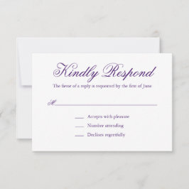 パープル伝統的エレガフォーマルントウェディング 出欠カード