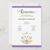 パープル伝統的メキシコフローラ写真キンセアニェラ 招待状 (裏面)